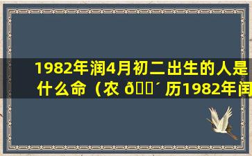 1982年润4月初二出生的人是什么命（农 🐴 历1982年闰四月初 🐞 二是什么命格）